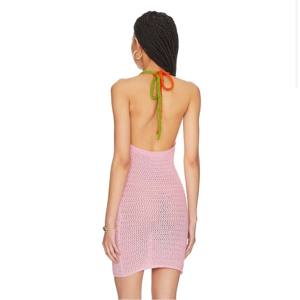 Pink Crochet Halter Dress